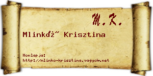 Mlinkó Krisztina névjegykártya